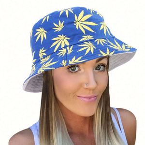 Wholesale Double Layer Bucket Hat Summer Hate Women Beach Colorful <b>Leaf</b> Bucket Cap for Sun Cap - Product Image 1