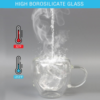 Verrerie de cuisine 85ml, 4 pièces, 6 pièces, 1 pièce, tasse en verre borosilicate à double paroi avec poignée