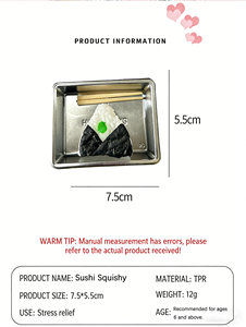 Juguete Antiestrés Realista de Sushi, Juguete Sensorial de Sushi de Salmón y Camarones, Llavero de Silicona Suave para Niños y Adultos - Product Image 3
