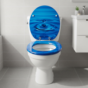 Siège de toilette personnalisé en MDF à fermeture douce avec charnières en alliage de zinc, design marbre, plaque de recouvrement en bois, forme <span class=keywords><strong>O</strong></span>, pour salle de bain - Product Image 5
