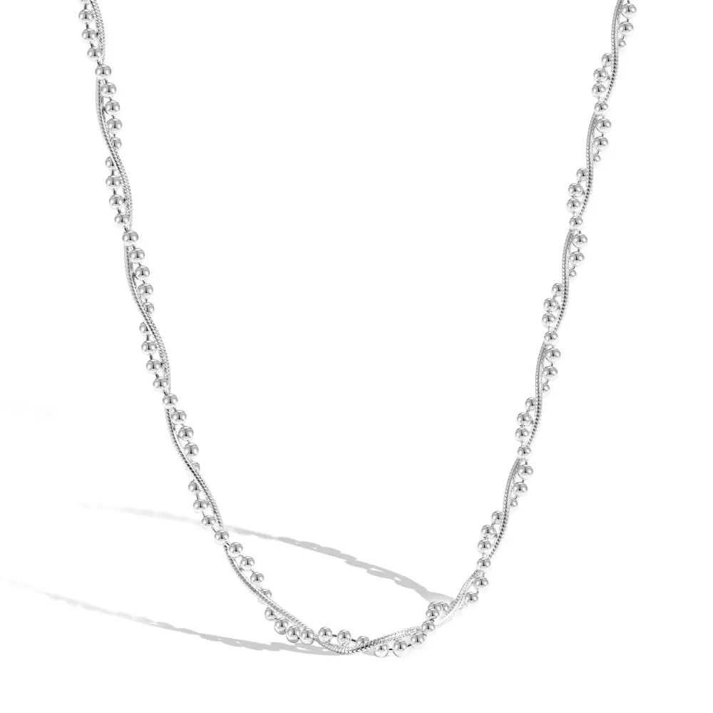 Dylam, эксклюзивный стильный дизайн, 925 стерлингового серебра, двухслойная цепочка из шпагата, цепочка из бисера, женское простое ювелирное ожерелье