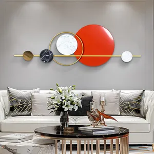 Horizontal Circular Wall Decorations in Different Sizes Art Red Metal Decorations for Home Wall Arts
