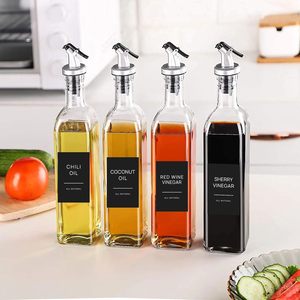 <span class=keywords><strong>50</strong></span> étiquettes autocollantes pré-imprimées pour condiments, huile et vinaigre, en papier noir mat minimaliste, rectangulaires, pour l'organisation des distributeurs d'huile - Product Image 3