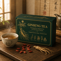 Coffret Cadeau Luxe Thé aux Cinq Trésors au Ginseng 5g*30 Sachets de Thé Pyramidaux Maca Goji Mûre Dattes Rouges Boîte Cadeau Bien-être Premium
