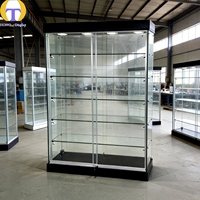 Vitrine murale pour boutique de tabac ou magasin de détail, vitrine à porte coulissante en verre trempé avec éclairage encastré et spot lumineux