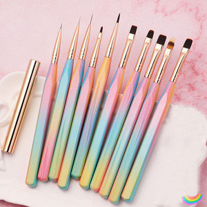 Pinceau à ongles personnalisé avec manche dégradé arc-en-ciel, pour liner, dessin de lignes, petit et grand, pour gel UV, ombrage, accessoires de manucure et nail art - Product Image 2