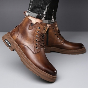 Autumn Winter <b>Men's</b> <b>Shoes</b> British Style Martin Boots High Top <b>Work</b> Boots Thick Sole Waterproof Non-Slip Hiking Boots for <b>Men</b> - Product Image 5