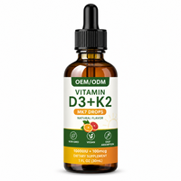 Gouttes liquides de Vitamine D3 K2 MK7 à marque privée OEM/ODM, saveur naturelle, végétalien, sans OGM, pour la santé osseuse et immunitaire, 30 ml, complément alimentaire
