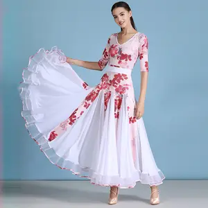 थोक आधुनिक महिलाओं नृत्य पोशाक-बॉलरूम नृत्य लंबी पोशाक स्पैन्डेक्स आधुनिक वाल्ट्ज प्रतियोगिता कपड़े महिलाओं बॉलरूम स्टैंडर्ड वेशभूषा
