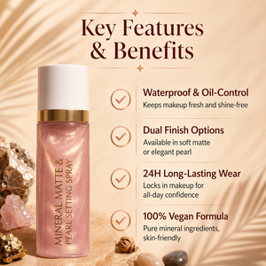 HKH Custom Mineral Makeup <b>Waterproof</b> Oil-control Mist Matte Shimmer Finish Vegan <b>Sunscreen</b> Long Lasting Matte Setting Spray - Product Image 2