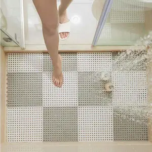 שלובים אמבטיה מחצלת 11.8 "x 11.8" רך PVC החלקה אריח שחבור עמיד למים מחצלת אמבטיה מקלחת רצפה מחצלת עם חורי ניקוז