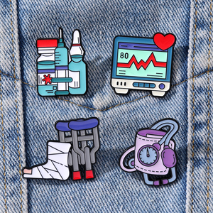 Lot de badges en émail personnalisés en gros, <span class=keywords><strong>série</strong></span> médicale, badges métalliques sur le thème des équipements de santé, ensemble de pin's de revers - Product Image 2
