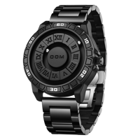Montre DOM 1726 pour homme, acier inoxydable, étanche, quartz, nouvelle mode, aiguille à défilement, force magnétique, montres-bracelets pour hommes