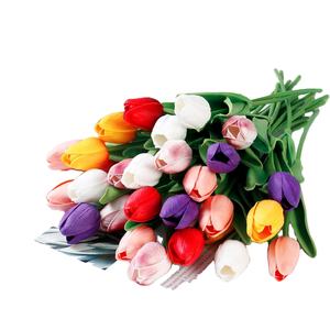 Vente en gros de bouquets de tulipes en PVC souple de haute qualité, toucher réel, 40 cm, fleurs artificielles blanches, fleurs de table artificielles - Product Image 1