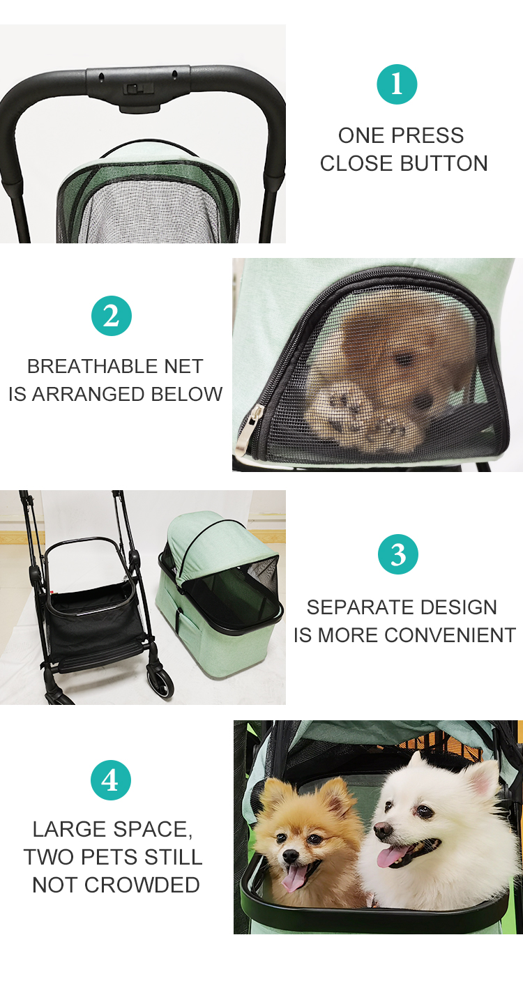 Dog Trolley Folding Outdoor Camping Dog Stroller Travel Bag Pet Animal Cat Cart Carrier Twin Dog Stroller