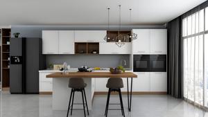 ไม้วีเนียร์ไม้จริงไม้โอ๊ควีเนียร์สีขาวแบบเต็มตู้ห้องครัวแบบแยกส่วนประตูดีไซน์ใหม่หรูหรา - Product Image 6