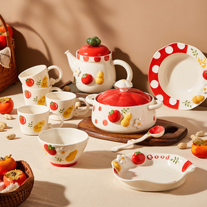 Vaisselle en céramique colorée sous glaçure, design attrayant : Bols, Assiettes, Bols à yaourt, Bols à nouilles instantanées, Plats à nouilles italiennes, Ensembles de bols et assiettes - Product Image 1