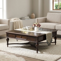 Table basse de salon de style américain vintage, en bois massif de noyer noir français, carrée, avec rangement, sans assemblage, meubles pour la maison