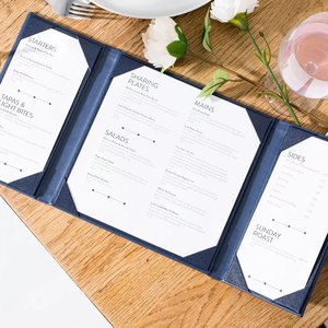 Porte-menu en cuir PU à ouverture centrale, style direct usine, 3 vues, pour restaurants, clubs et bars - Product Image 1