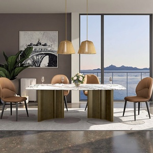 Modern 2000mm Rectangular Marble <strong>Dining</strong> <strong>Table</strong> for 8 People in Black and <strong>White</strong> - Product Image 5
