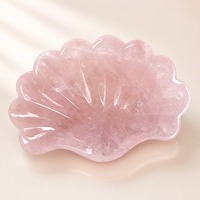 Bol en coquille de quartz rose naturel sculpté de pierres de guérison ornement artisanat en cristal fait à la main bol en pierre artisanal élégant