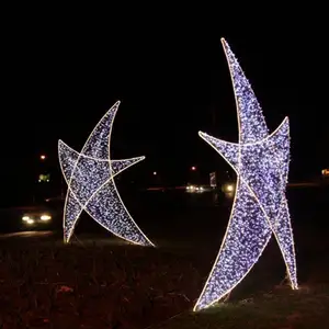 3D عيد الميلاد نجمة في الهواء الطلق ديكور منظر طبيعي حديقة مهرجان الإضاءة