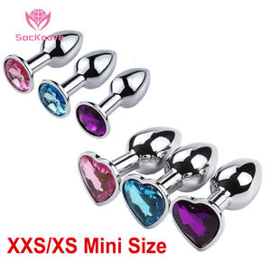 SacKnove بالجملة XXS/XS/S حجم صغير سعر منخفض إدراج جوهرة بعقب ألعاب جنسية صغيرة الكريستال معدن الشرج لعبة الأزواج - Product Image 1