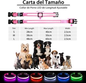 Colliers LED pour chiens avec lumières, style classique, fermeture à boucle, rubans en polyester, motif uni, vente en gros pour animaux de compagnie - Product Image 4