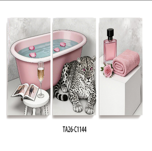 Tableau mural abstrait Glam Pink Bathtub, impression <span class=keywords><strong>sur</strong></span> toile encadrée, peinture Pop Art personnalisée pour la décoration intérieure - Product Image 1