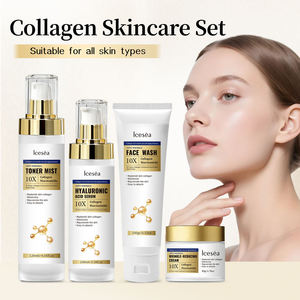 Ensemble de soins de la peau au collagène LCESEA, ensemble de soins du visage au collagène et à l'acide hyaluronique |   Kit de crème tonique anti-âge en gros - Product Image 2