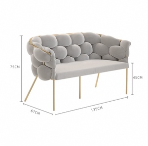 Juego de Sofás Metálicos Modernos Nórdicos de Lujo Zs Gold, Sillones de Terciopelo para Sala de Estar, Muebles de Acento para Sala de Espera - Product Image 3