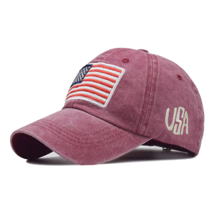 Casquette de baseball en coton classique pour hommes et femmes, avec drapeau américain brodé, lettres anciennes lavées, casquette de papa unie - Product Image 4