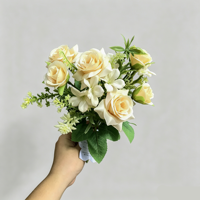 Bouquet de roses artificielles en gros, fausses roses en soie, bouquet à main, arrangement de mariage, décoration intérieure, décoration de la maison