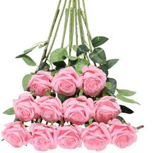 Roses blanches fleurs artificielles en vrac, vraies roses en soie avec <span class=keywords><strong>de</strong></span> longues tiges pour bouquet <span class=keywords><strong>de</strong></span> mariage Vase fleur maison déco - Product Image 4