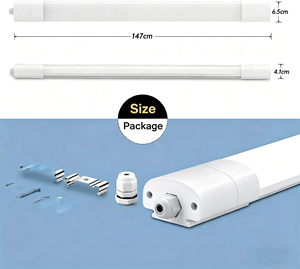 ไฟ LED Tri Proof พร้อมเซ็นเซอร์ตรวจจับความเคลื่อนไหวแบบไมโครเวฟ กันน้ำ IP65 โคมไฟแบบเส้น 18W 36W 45W ติดตั้งแบบแขวนหรือแบบติดผนัง สำหรับคลังสินค้า โรงรถ - Product Image 2