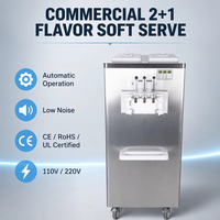 Machine à crème glacée automatique verticale 18-25 L/h en acier inoxydable, 3 saveurs, machine à crème glacée molle commerciale pour les entreprises