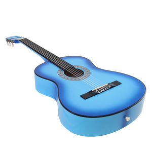 Guitarra Clásica Azul de 38 Pulgadas con Cuerpo de Tilo, Acabado Mate para Principiantes, con Funda, Correa, <span class=keywords><strong>Afinador</strong></span>, Cuerdas Adicionales, Púas y Capo - Product Image 4