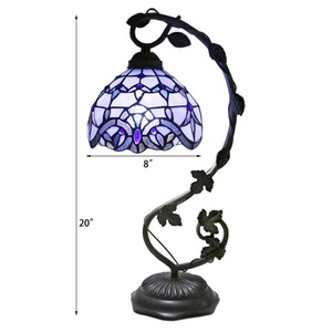 LongHuiJing Mediterranean LED Stained Glass Tiffany Style Dome Reading Table Lamp 8-Inch 2700K Warm White AC Flexible Simple - Product Image 5