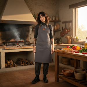 Grembiule da Cucina Senza Maniche Siena con Logo Ricamato, in Tessuto di Poliestere di Alta Qualità, Stile Barbecue, Lavato, per Uso Domestico e Ristoranti - Product Image 3