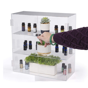 <span class=keywords><strong>Vitrina</strong></span> <span class=keywords><strong>de</strong></span> encimera <span class=keywords><strong>de</strong></span> acrílico transparente <span class=keywords><strong>de</strong></span> 2 niveles moderna con puertas con bisagras <span class=keywords><strong>de</strong></span> bloqueo - Product Image 4