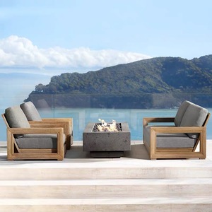 Aluminium and Teak Luxury Sofa <strong>Summer</strong> Classics Sectional Sofa Set With Two Club Swivel Arm Chair Aluminium Outdoor Sofa - Product Image 4
