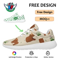 Chaussures de course d'été personnalisées en gros à imprimé floral vache des Highlands, baskets de sport décontractées en maille respirante avec logo imprimé