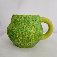 Reçine süt kahve su bardakları 16 oz 3D seramik Figural kupa reçine süt kahve su bardakları yeşil canavar noel kupa