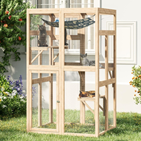 Enclos Moderne en Bois pour Chat, Grand et Stable, avec 3 Plateformes, Revêtement Poudré, Montage Facile, Cage et Abri Extérieur