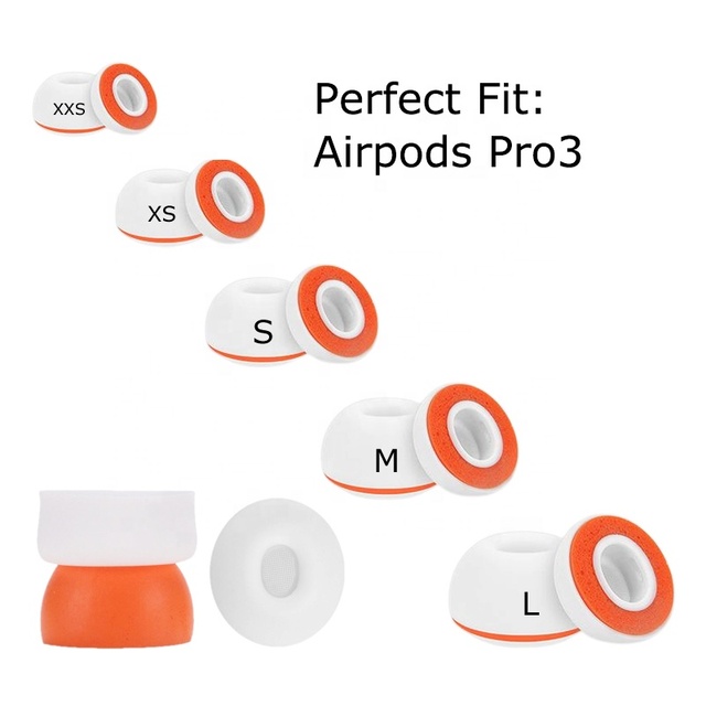 Orange Foam Ear Tips for Airpods Pro3 Silicone Cover Memory Foam Eartip Slow Rebound Foam Ear Tips