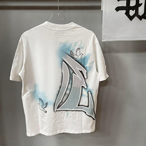 T-shirt surdimensionné en coton 100% de qualité supérieure avec imprimé ange en strass, streetwear pour hommes, logo personnalisé, vente en gros - Product Image 3