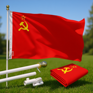 Paquete Combinado Db: Asta de Bandera Giratoria de Aluminio de 6 Pies con Bandera de la URSS de 3x5 Pies, Diseño Anti-Enredos para un Vuelo sin Problemas - Product Image 2
