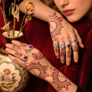 Tatuaggi Temporanei all'Henné Stile Palazzo, Adesivi con Motivi a Vite Bianchi e Marroni, Impermeabili, per Mani e Corpo - Product Image 1