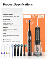 Set Irigator Oral 2 in 1 & Sikat Gigi Elektrik Berputar, Dapat Diisi Ulang via USB, Set Kombinasi Water Flosser IPX7 Logo Kustom OEM
