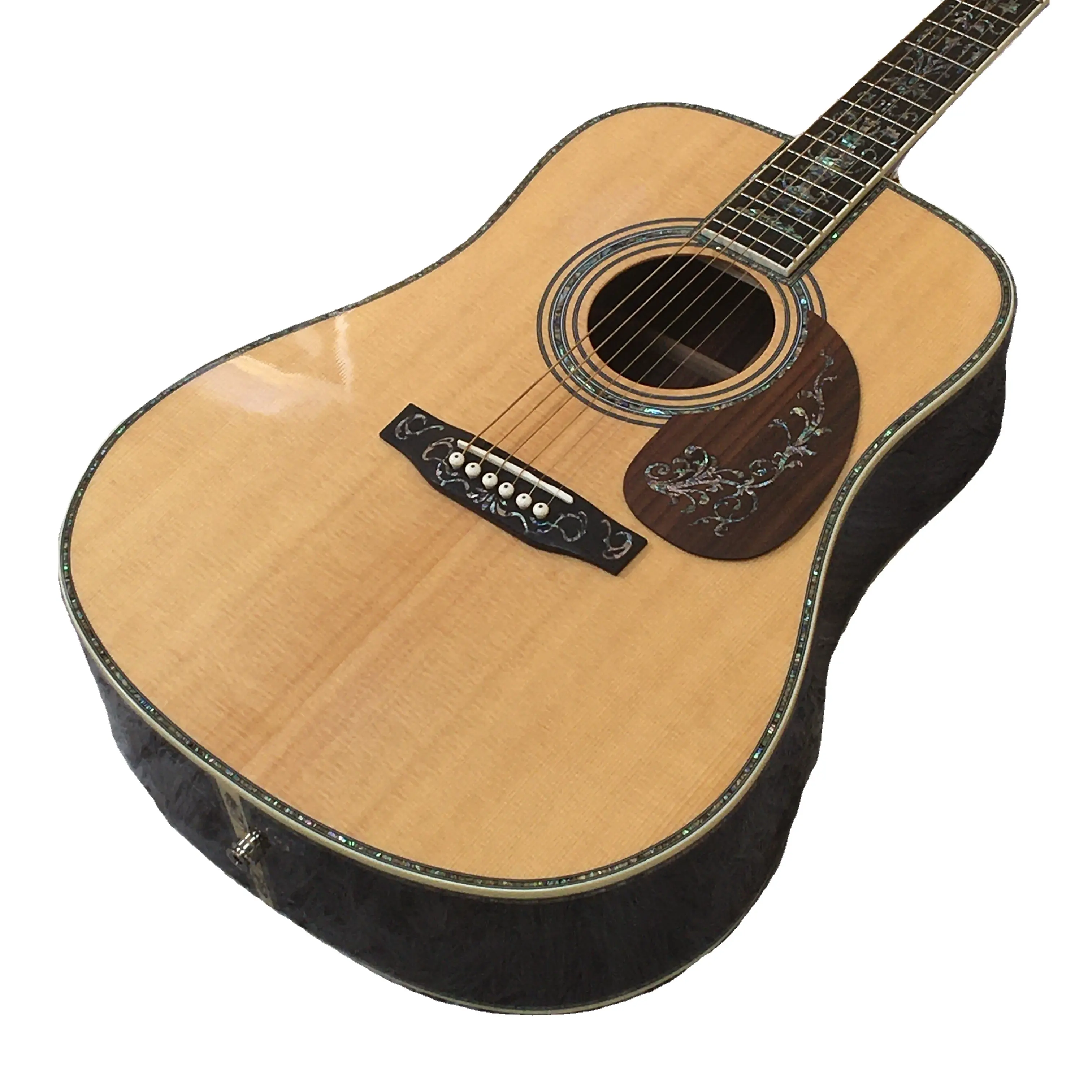 Wholesale/Custom D45 spruce top acoustic guitar Ebony Fretboard Real Flower Inlay F/S